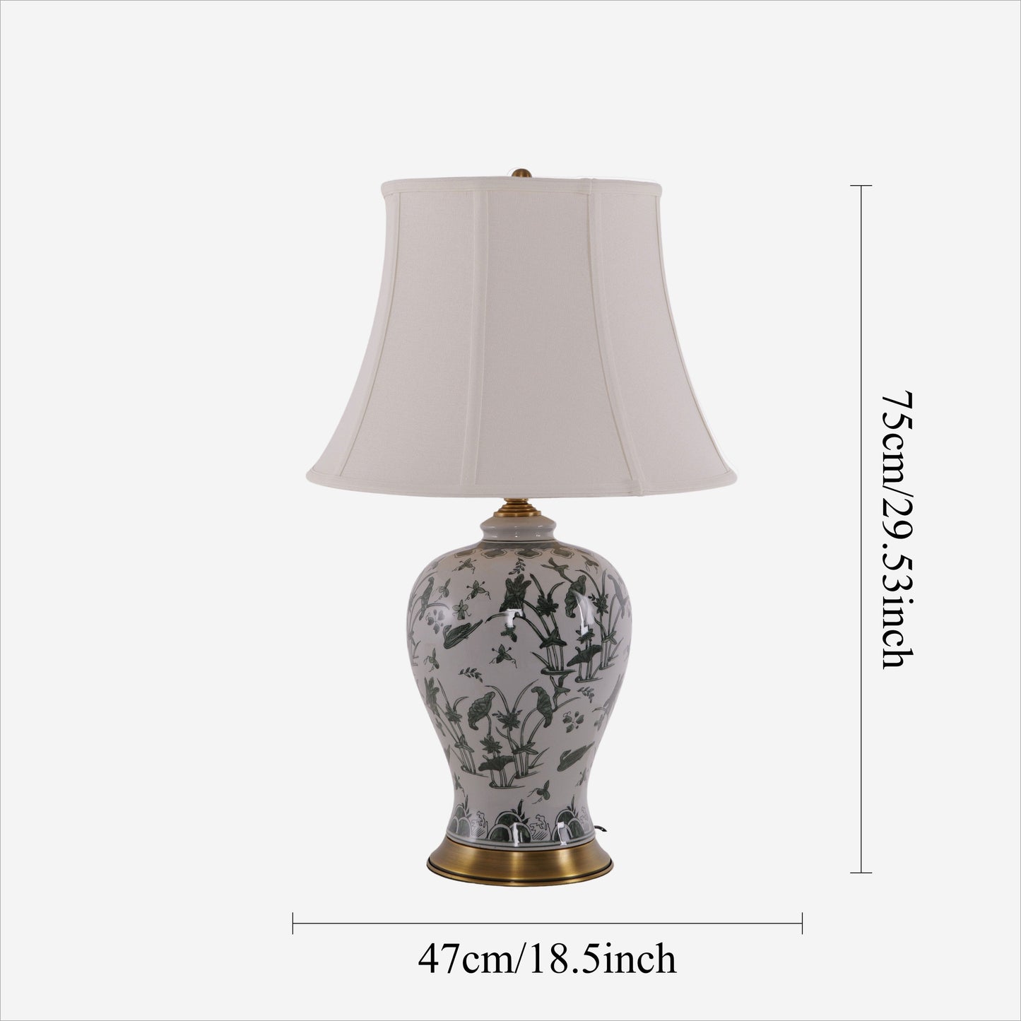 Lightsin Table Lamp Ceramic with Hand-Painted Lotus Pond Design Lightsin UK