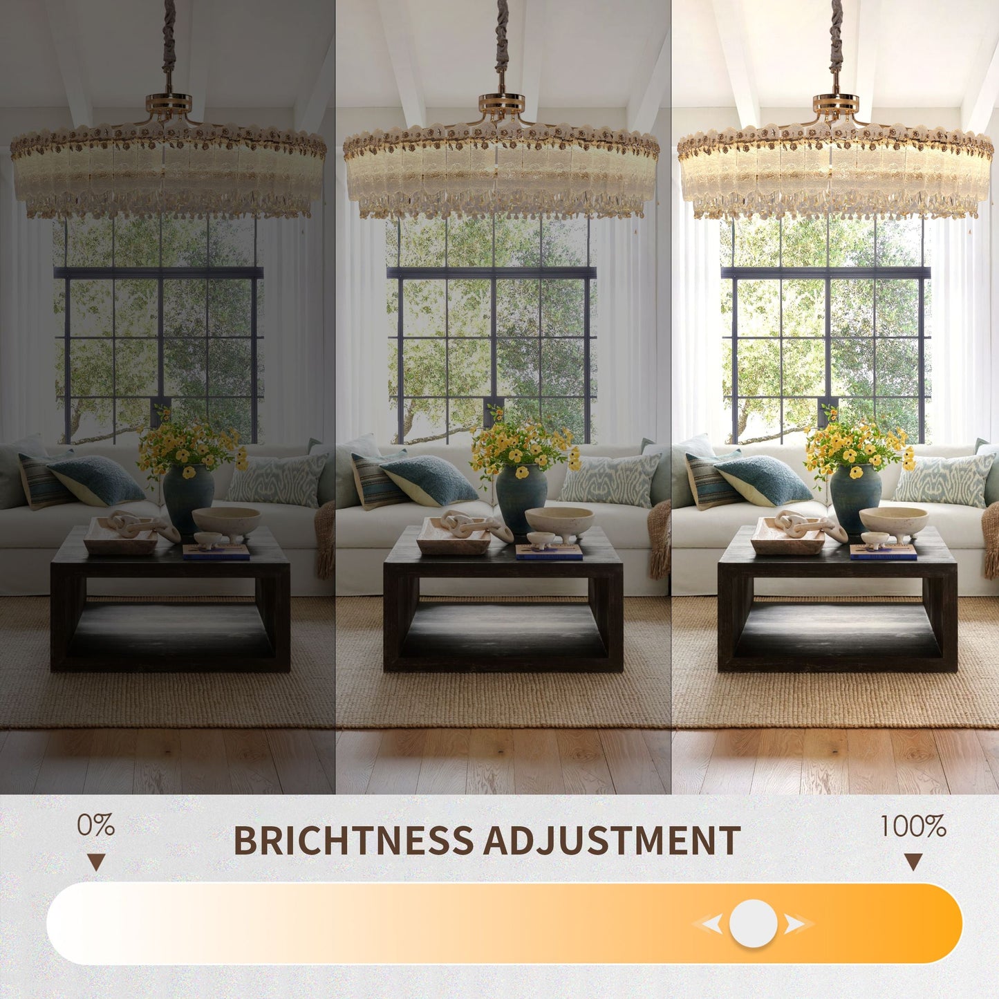 Lightsin Contemporary Crystal Pendant Light Oval and Round Dimmable Ceiling Fixture for Living Room and Hall Lightsin UK