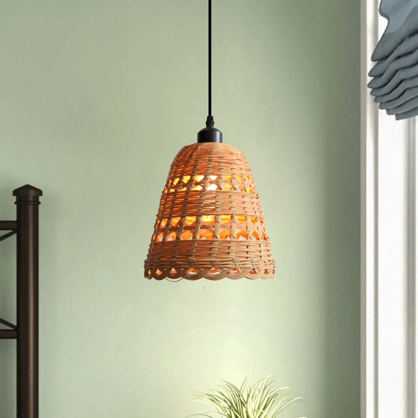 Lightsin Modern Bamboo Handwoven Warm Glow Pendant Light Lightsin UK