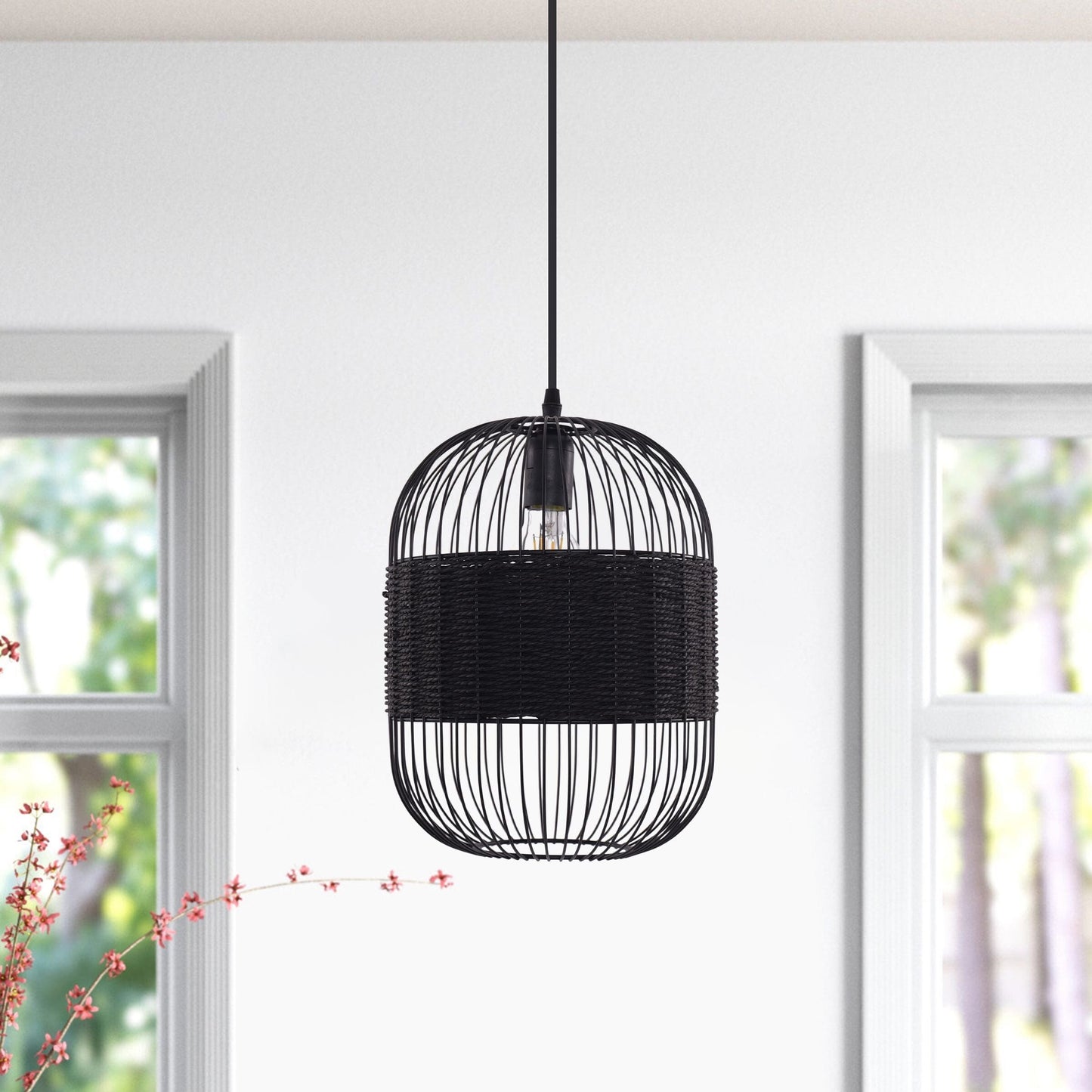 Lightsin Black Handcrafted Pendant Light Industrial Rattan Design for Home Decor (100% off) Lightsin UK