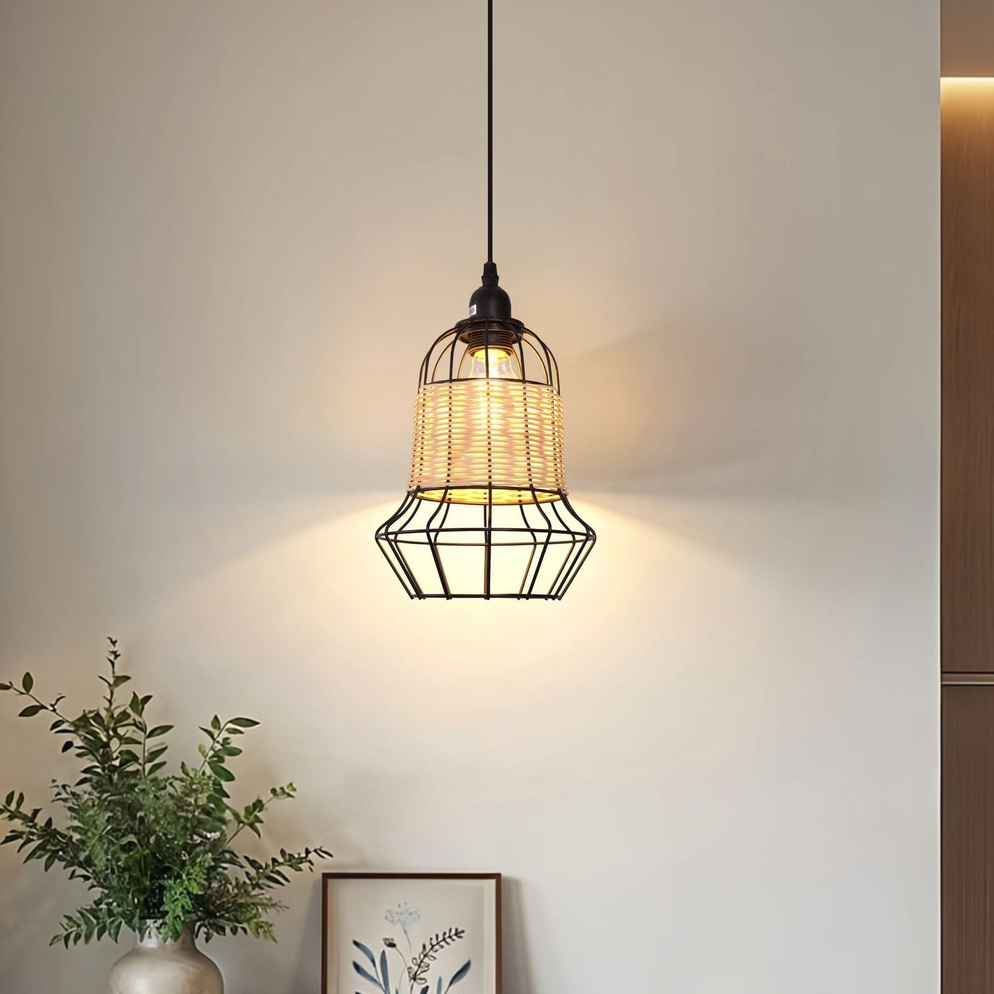 Lightsin Basket-Inspired Bar Pendant Light Natural Rattan Pendant Lighting (100% off) Lightsin UK