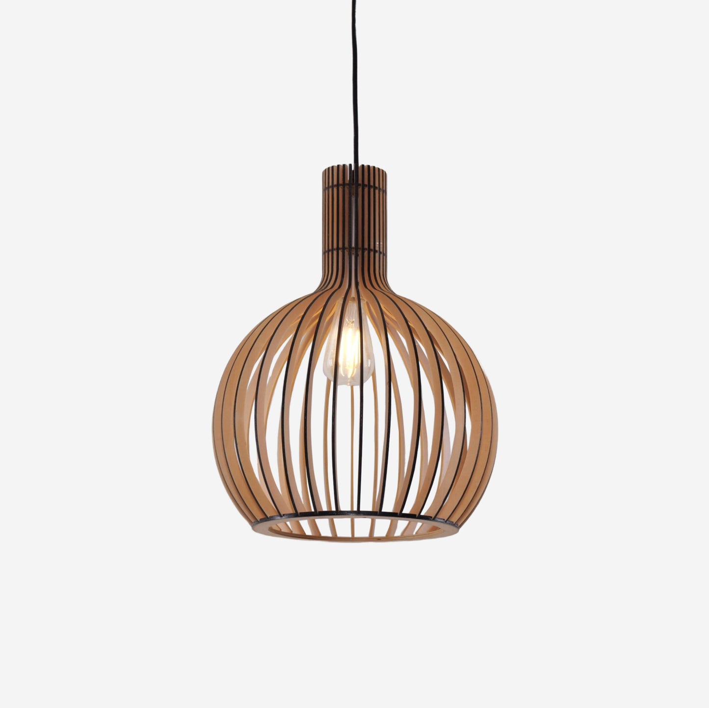 Lightsin Scandinavian LED Wooden Birdcage Pendant Light Lightsin UK