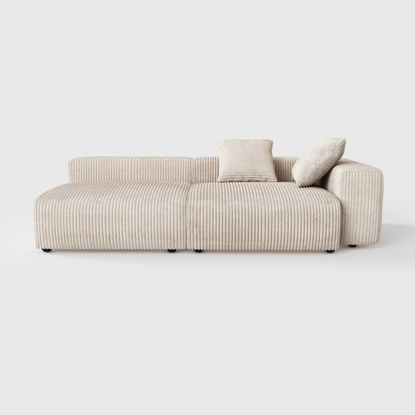 Corduroy Modular Wide Seat Chaise Sofa Block