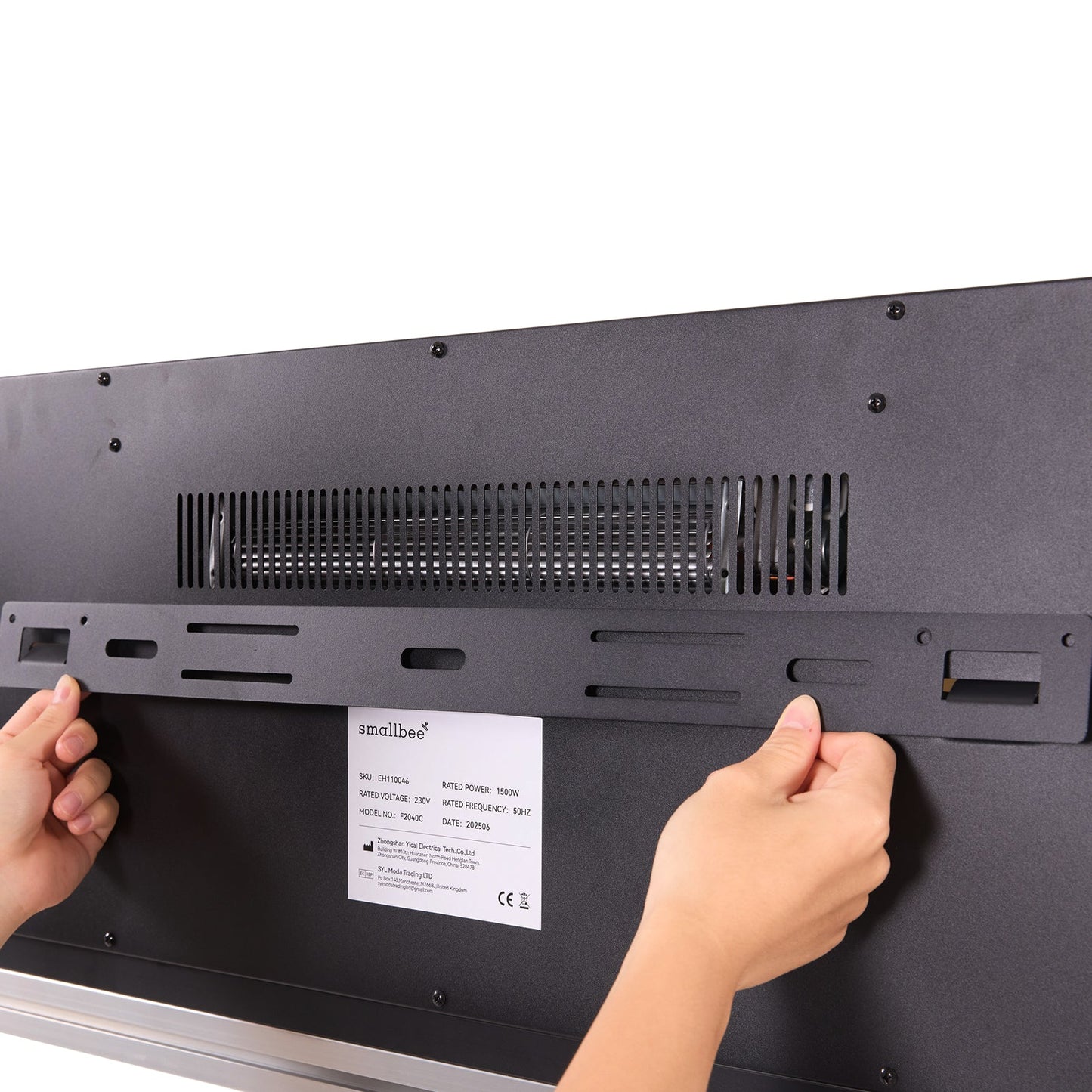 Smallbee 40/50/60inch Black Wall Mounted & Recessed Electric Fireplace with Adjustable Flame & Brightness