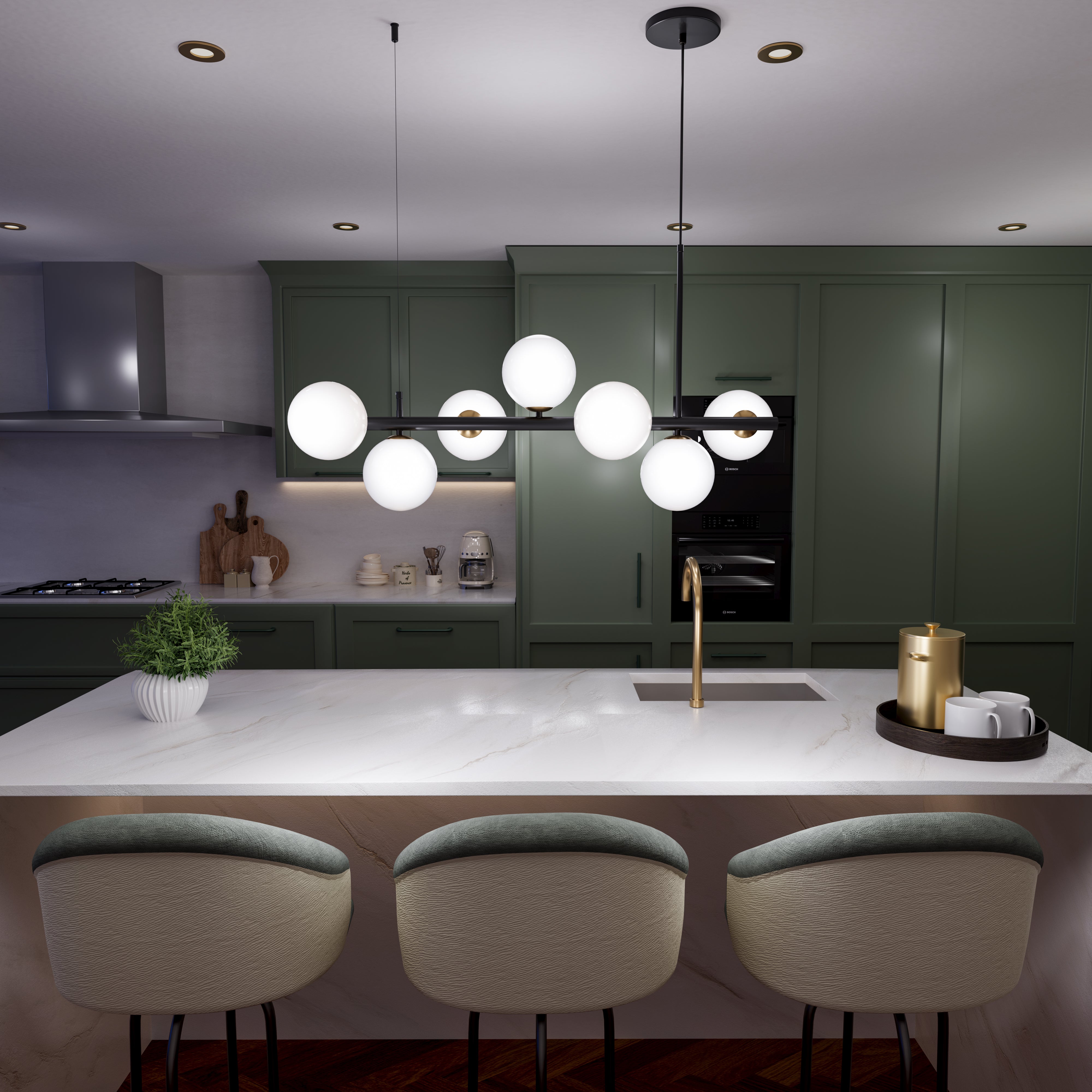 Cumulus - Modern Metal Chandelier with LED White Shade