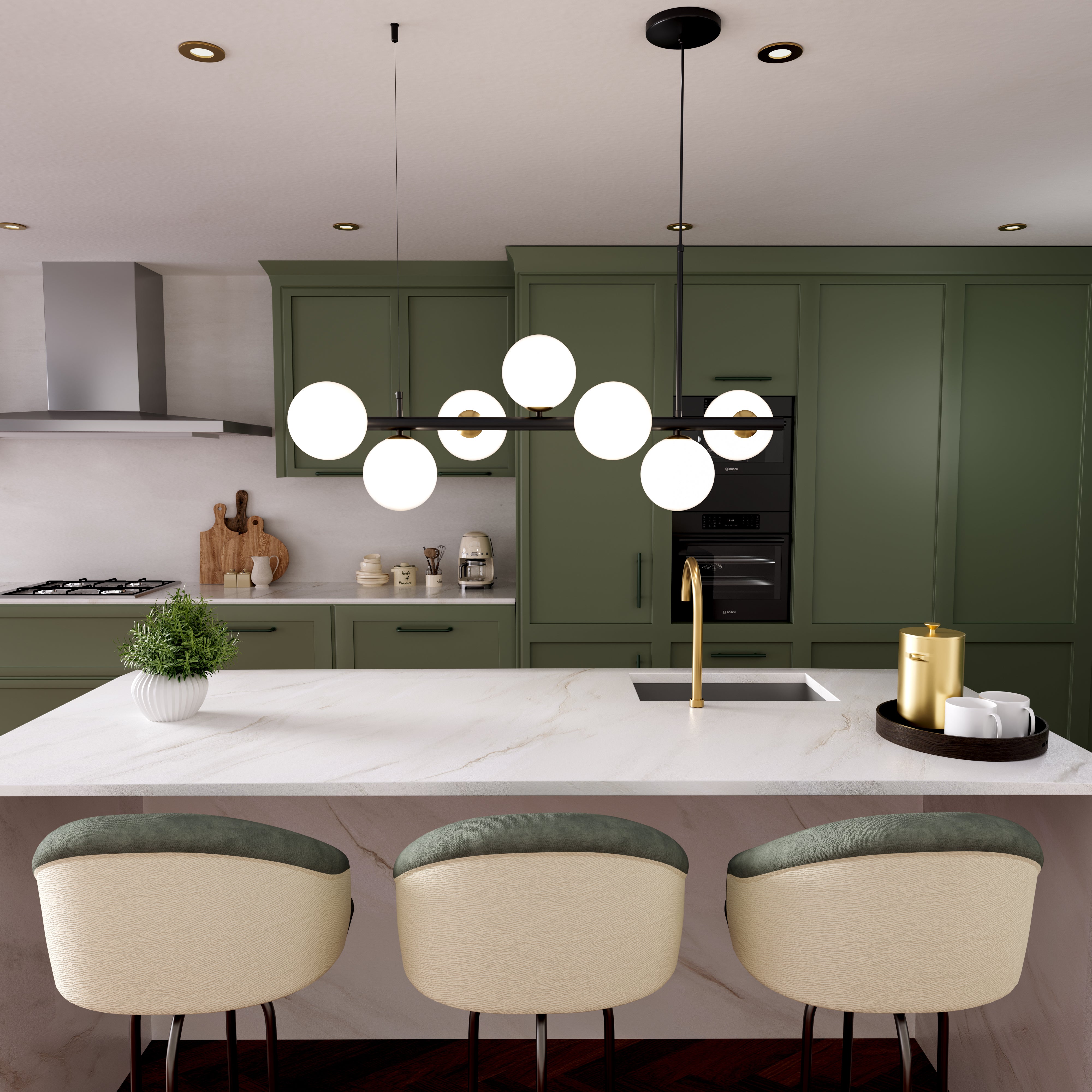 Cumulus - Modern Metal Chandelier with LED White Shade