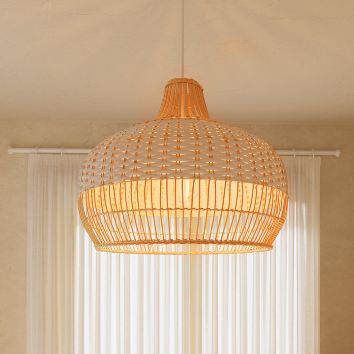 Lightsin Handwoven Rattan Pendant Light for Kitchen and Boho-Style Interiors