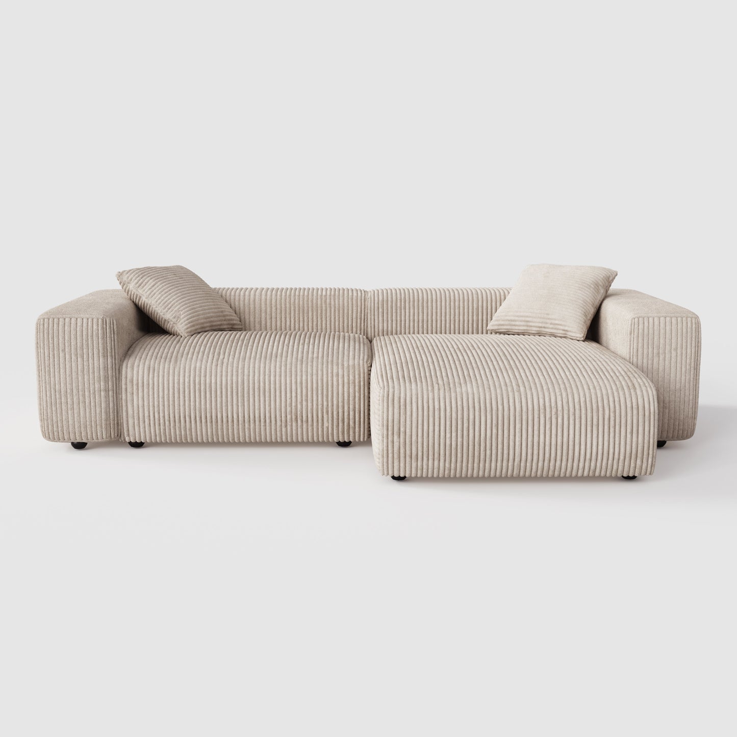 Corduroy Modular Wide Seat Chaise Sofa Block