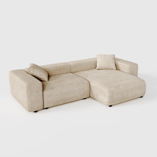 Corduroy Modular Wide Seat Chaise Sofa Block