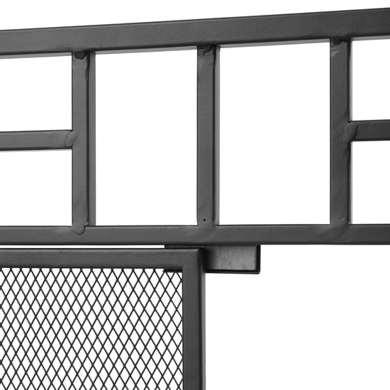 Smallbee Iron Fireplace Screen with 4-Piece Tool Set Black Powder Coated – 122x1.3x80cm