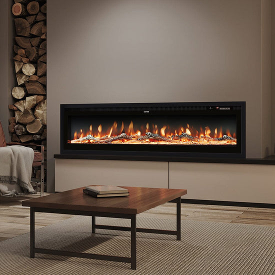 40/50/60 Inch Electric Fireplace 9 Colour LED Flame Effect Heater With Remote Control Freestanding Fireplaces Living and Home 
