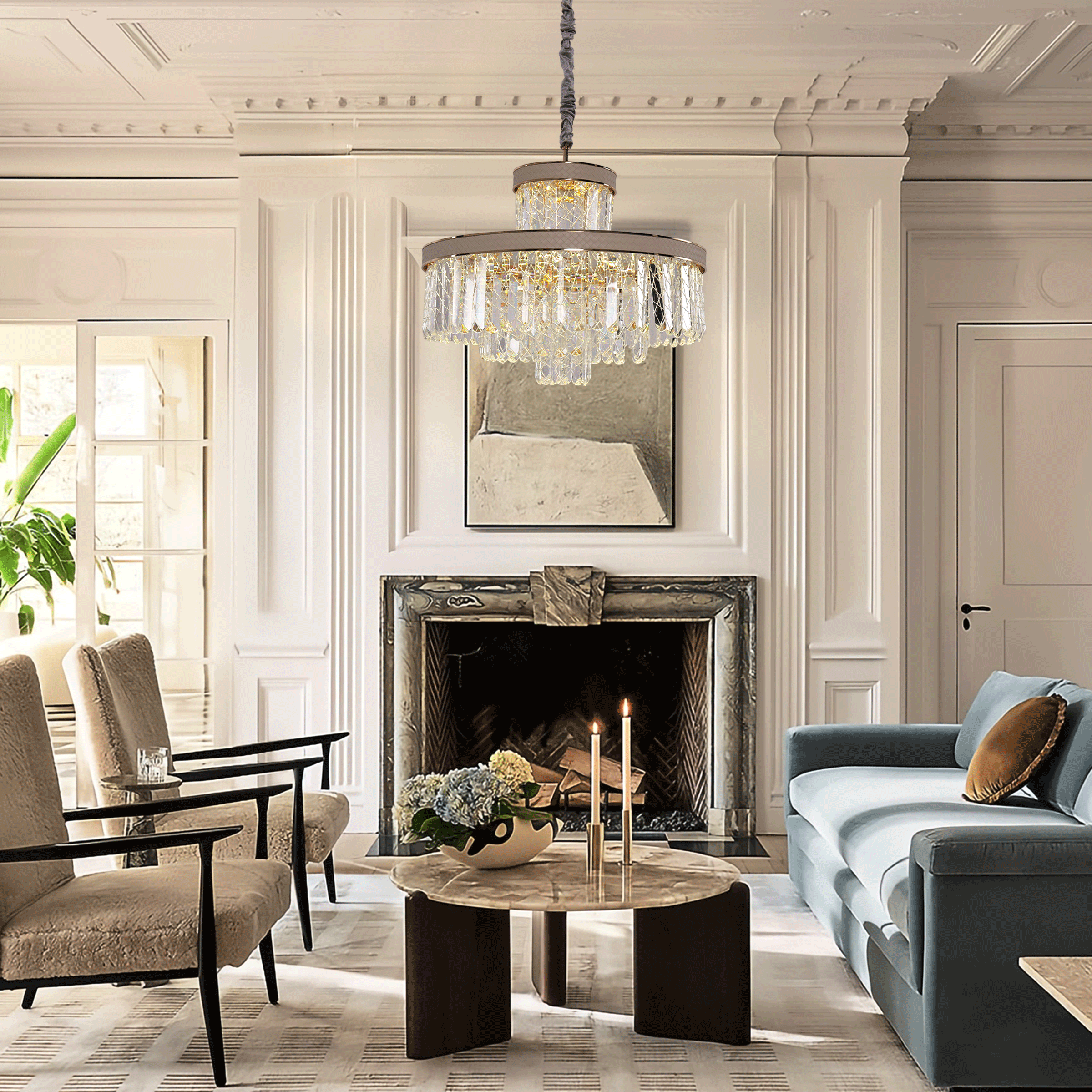 Lightsin Luxury Hanging Lights for Living Room with Golden Crystal Radiance Lightsin UK 