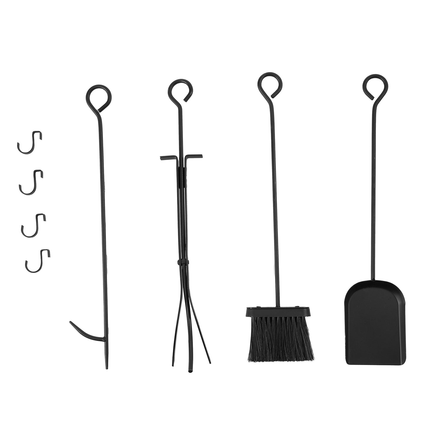 Smallbee Iron Fireplace Screen with 4-Piece Tool Set Black Powder Coated – 122x1.3x80cm