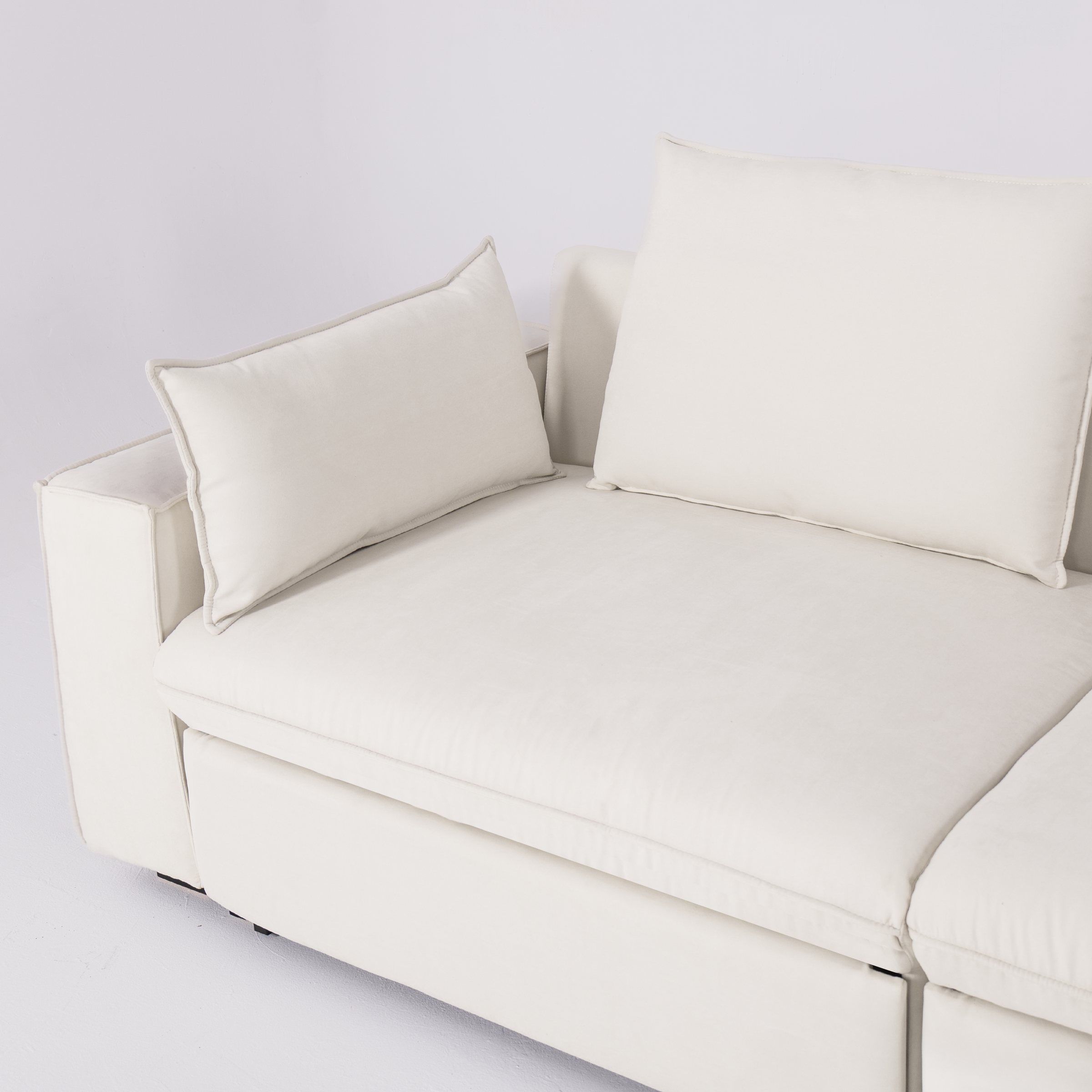 Cottonfy Creamy Tofu Block Pullout Sofa Bed with Storage