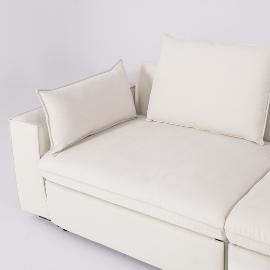 Cottonfy Creamy Tofu Block Pullout Sofa Bed with Storage
