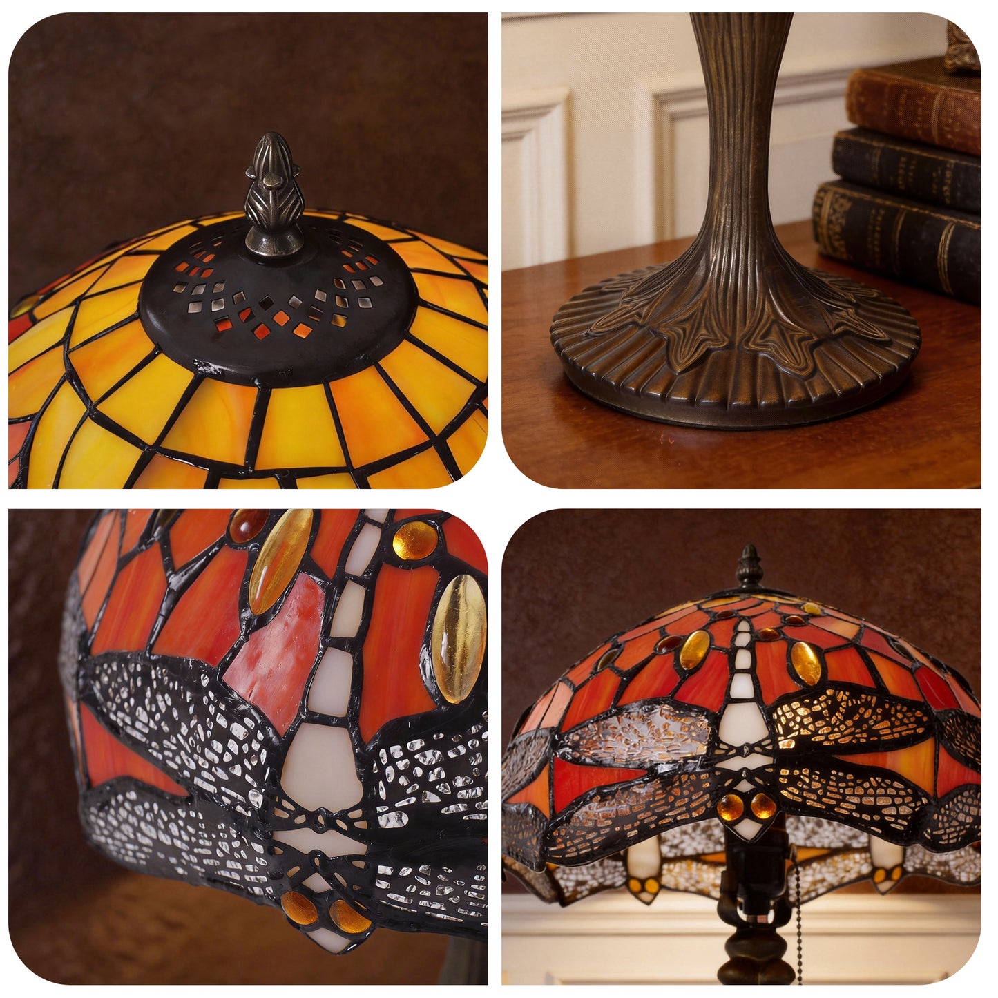 Tiffany Table Lamp | Handcrafted Stained Glass Dragonfly Series