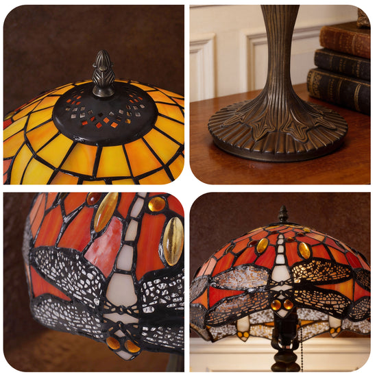 Tiffany Table Lamp | Handcrafted Stained Glass Dragonfly Series