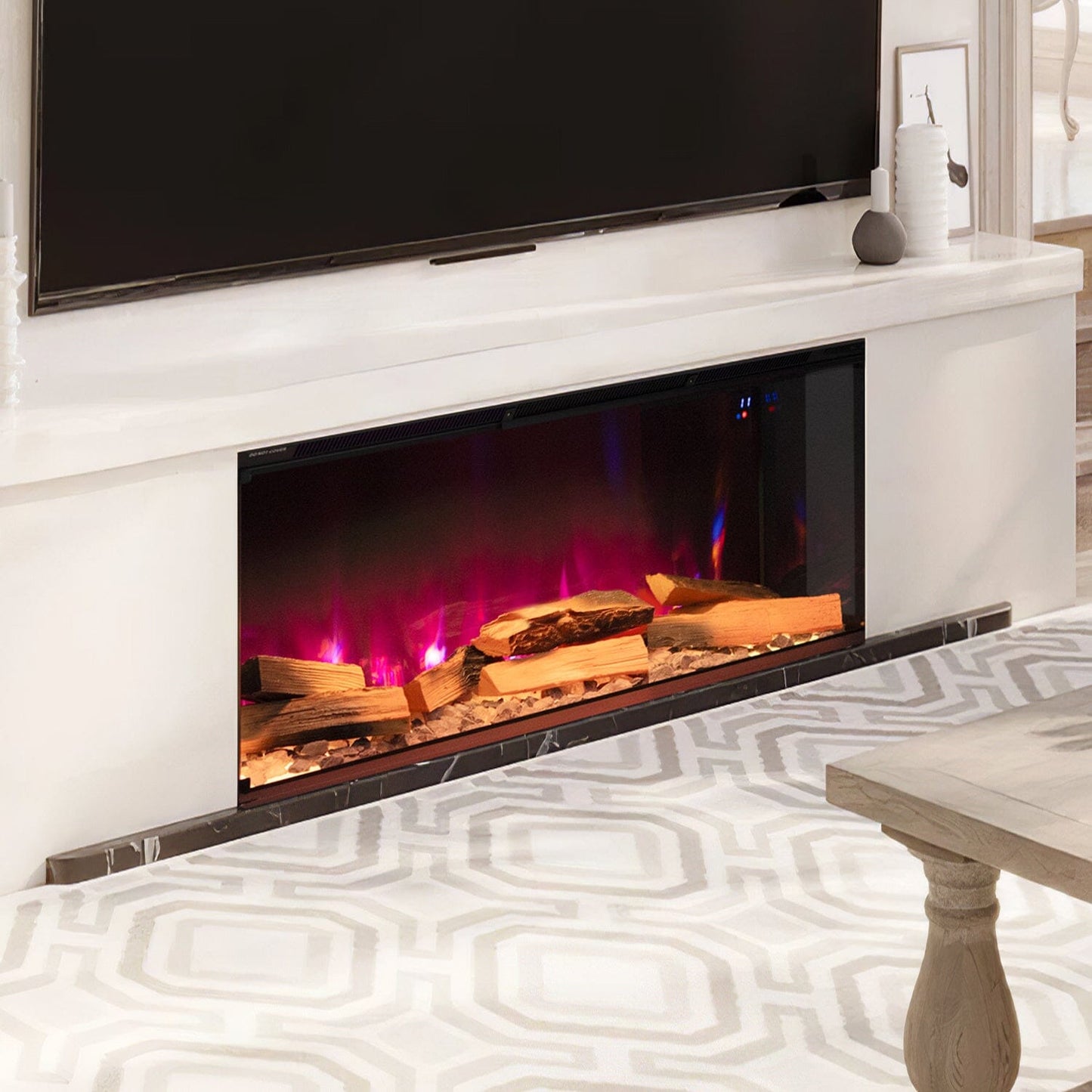 3-Sided Panoramic Smart Electric Fireplace with Customizable Flame & Heating Control Living and Home 