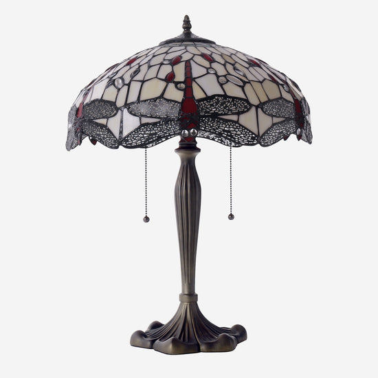Tiffany Table Lamp | Handcrafted Stained Glass Dragonfly Series