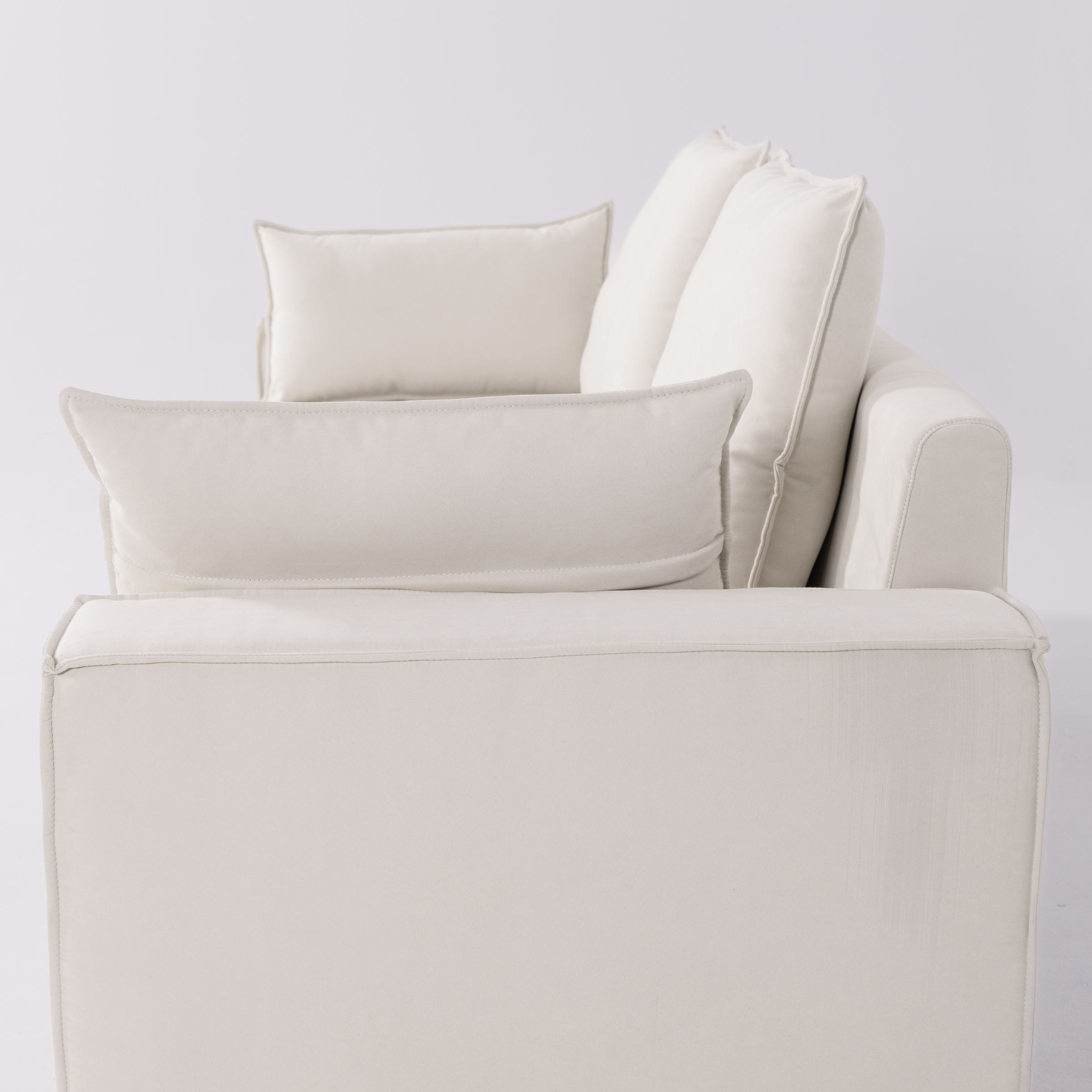 Cottonfy Creamy Tofu Block Pullout Sofa Bed with Storage