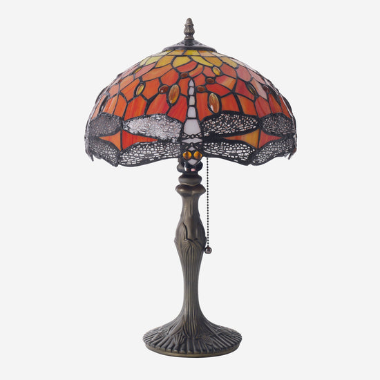 Tiffany Table Lamp | Handcrafted Stained Glass Dragonfly Series