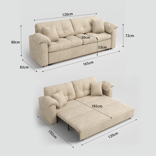 Multifunctional Sleeper Pull Out 2 Seater Sofa Bed with Storage Space