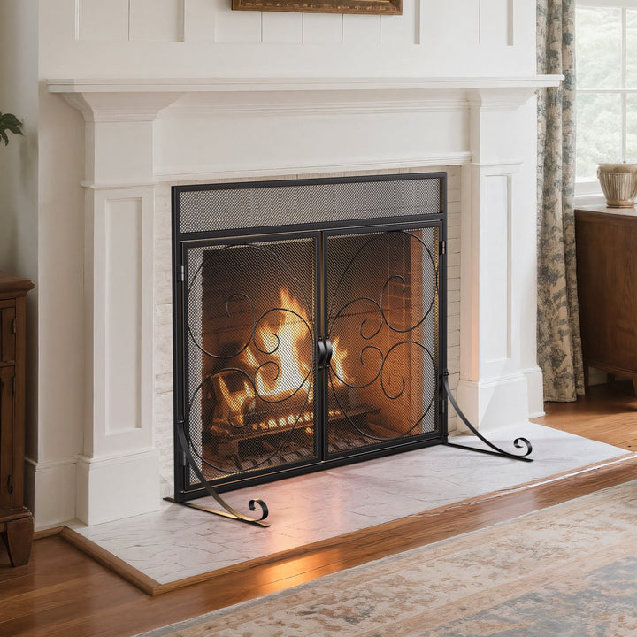 Smallbee Iron Fireplace Screen Black Powder Coated – 89x25x71.5cm