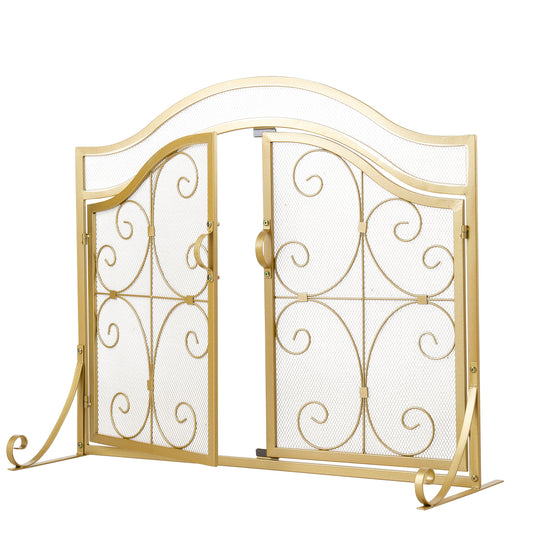 Smallbee Iron Fireplace Screen Gold Powder Coated – 90x32x78.8cm