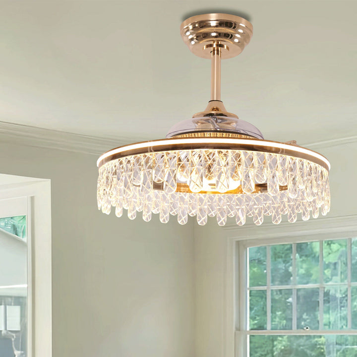 Lightsin 60cm Modern Gold Crystal Ceiling Fan with Light Lightsin UK 