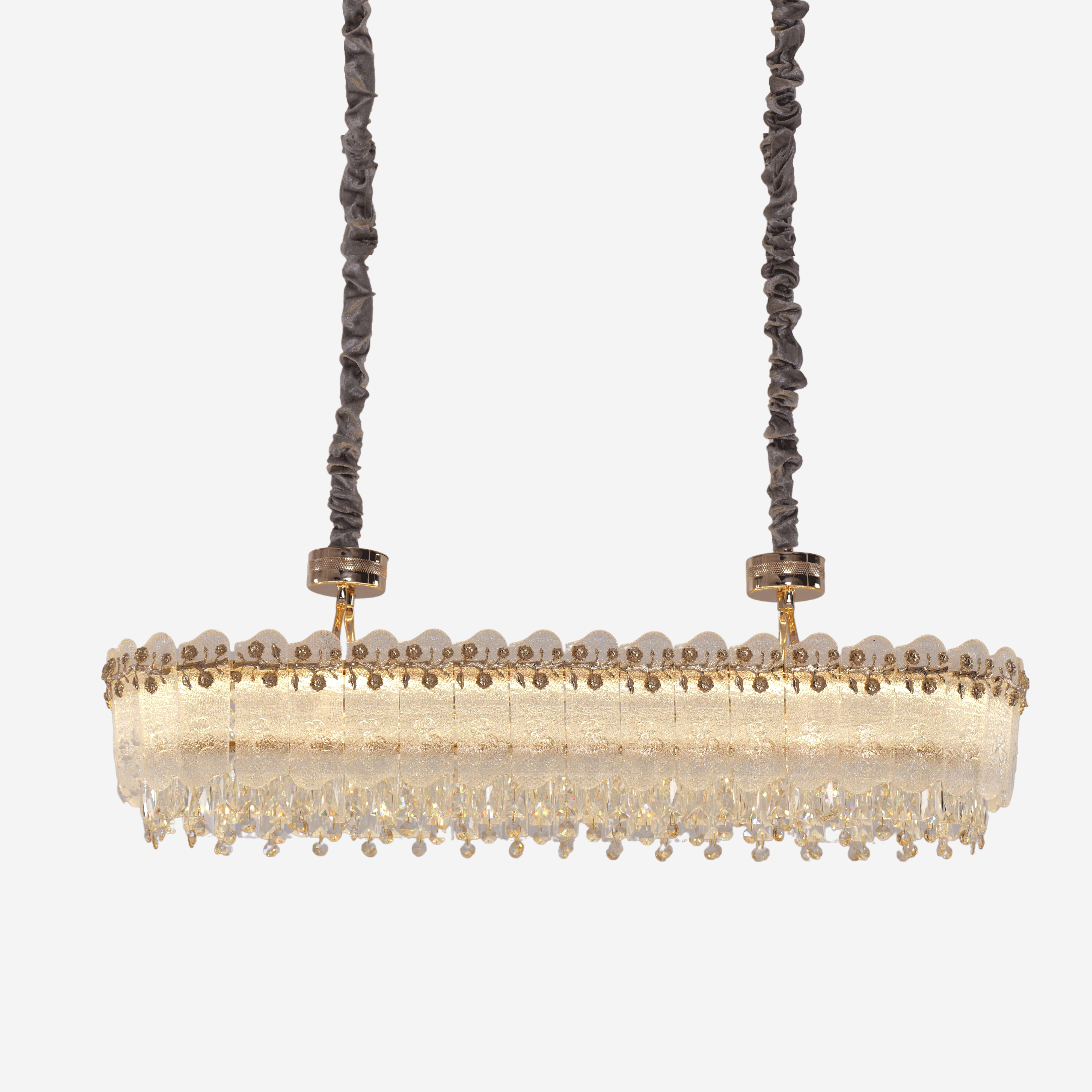 Lightsin Contemporary Crystal Pendant Light Oval and Round Dimmable Ceiling Fixture for Living Room and Hall Lightsin UK 