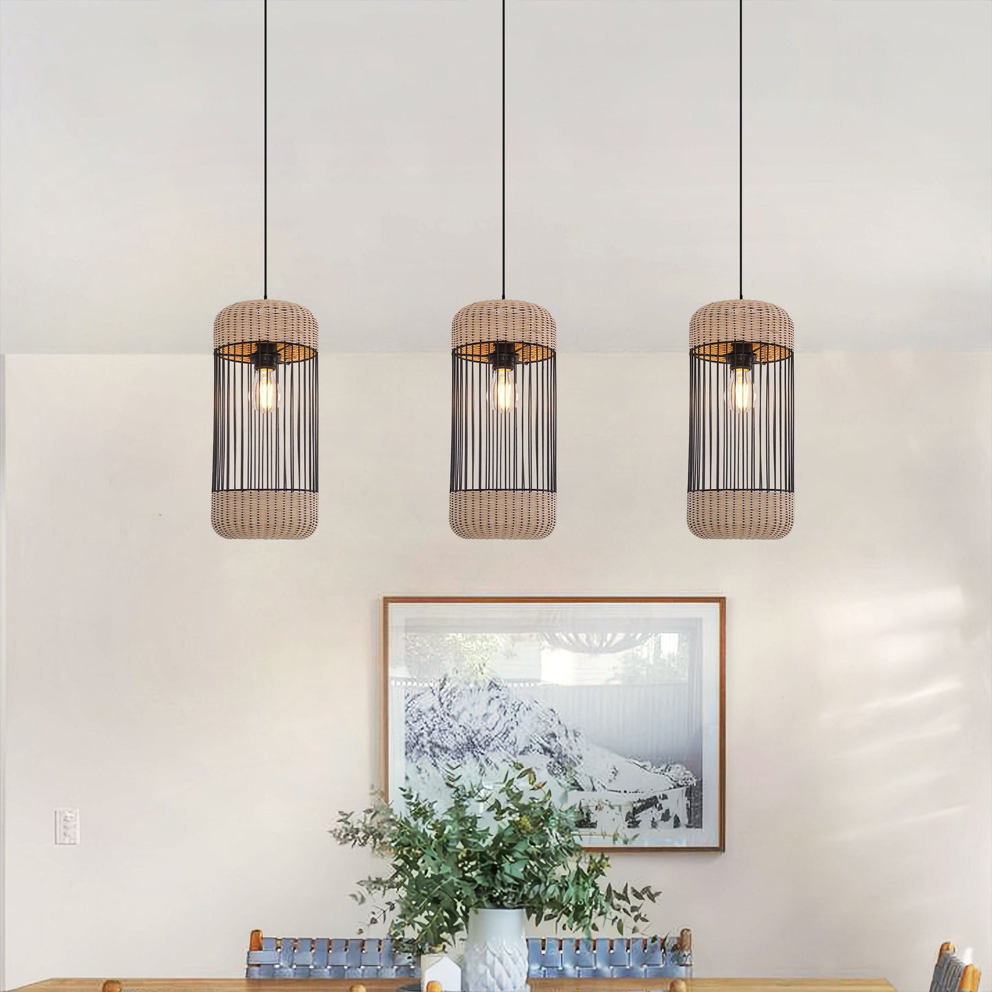 Lightsin Cylinder-Inspired Rattan Pendant Light for Warm Natural Elegance Lightsin UK 