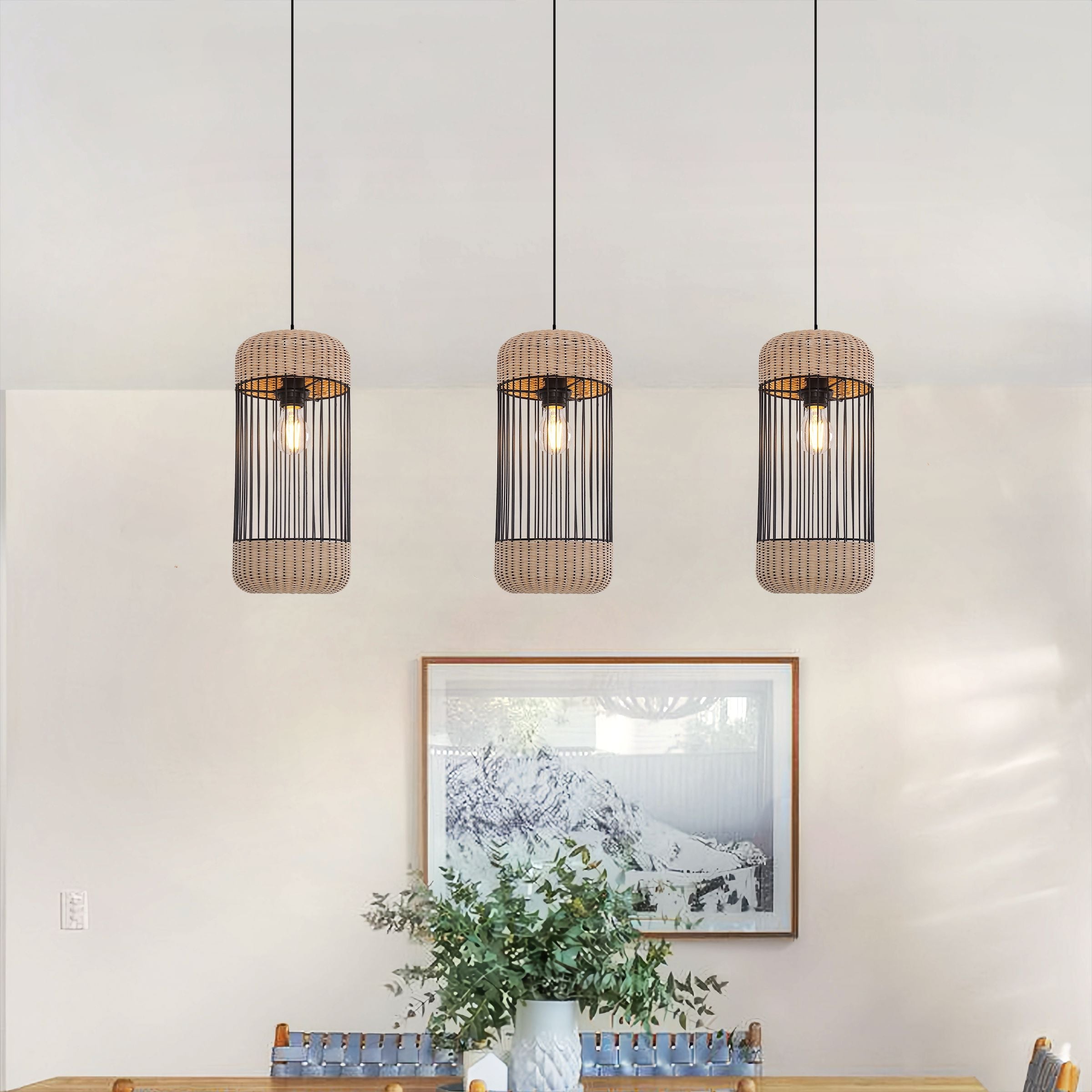 Lightsin Cylinder-Inspired Rattan Pendant Light for Warm Natural Elegance Lightsin UK 