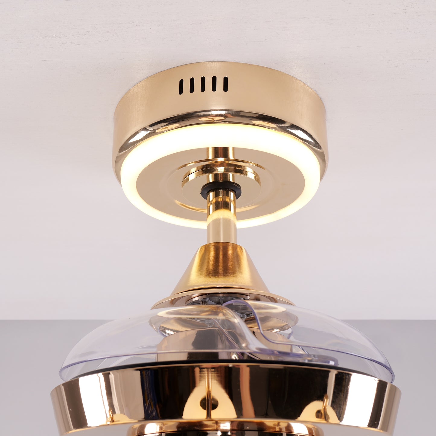 Ceiling Fan Light with 6-Speed Control in Copper and Acrylic