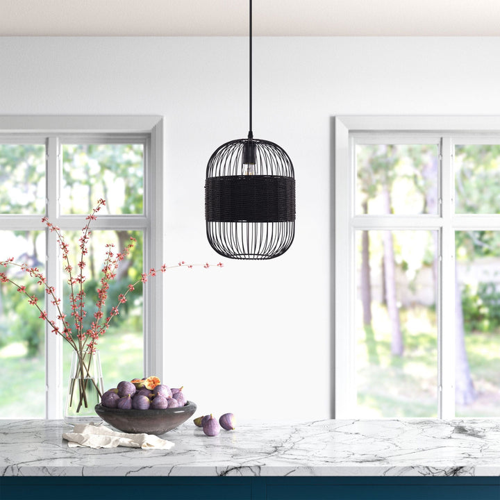 ‍Lightsin Black Handcrafted Pendant Light Industrial Rattan Design for Home Decor (100% off) Lightsin UK 1 Unit 