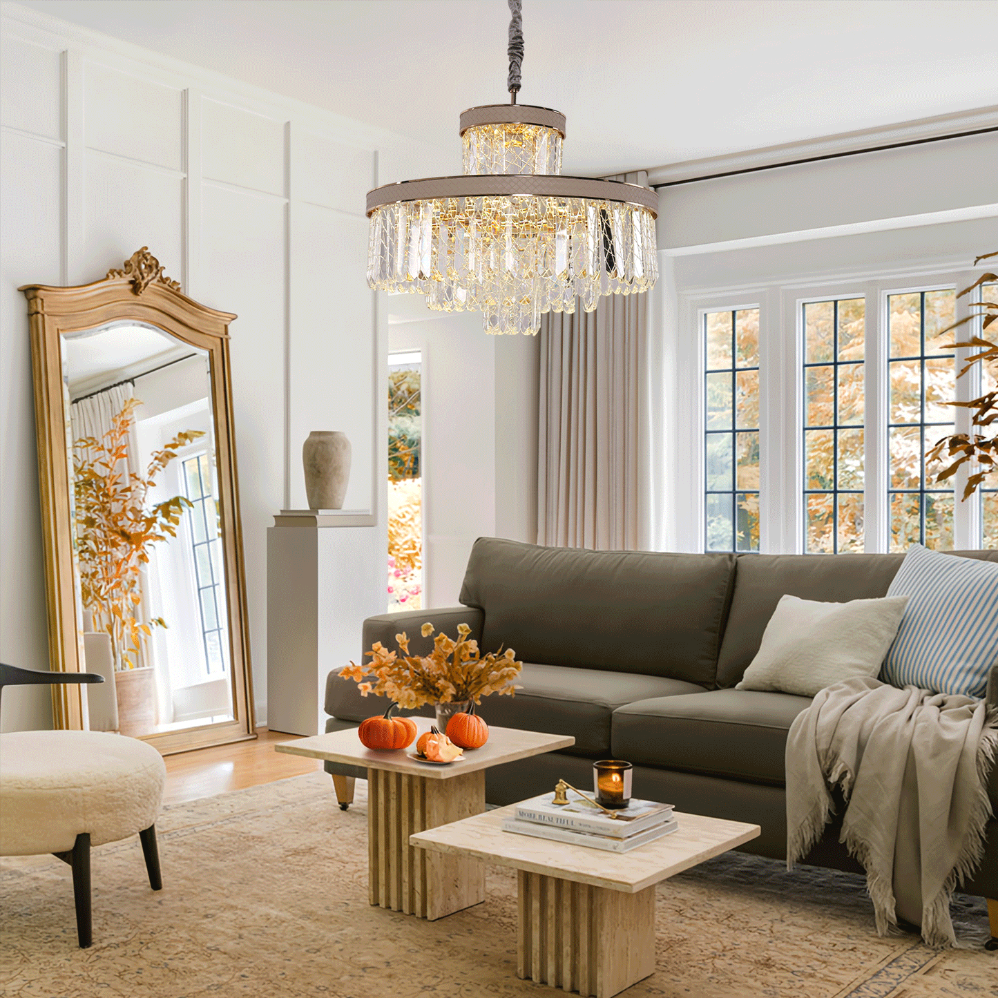 Lightsin Luxury Hanging Lights for Living Room with Golden Crystal Radiance Lightsin UK 