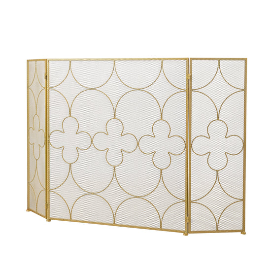 Smallbee Iron Fireplace Screen Gold Powder Coated – 122x2.3x77.5cm