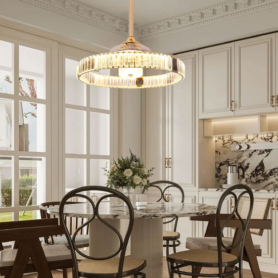 Lightsin Elegant Gold Silent Ceiling Fan Lamp with Crystal Accent Lightsin UK 