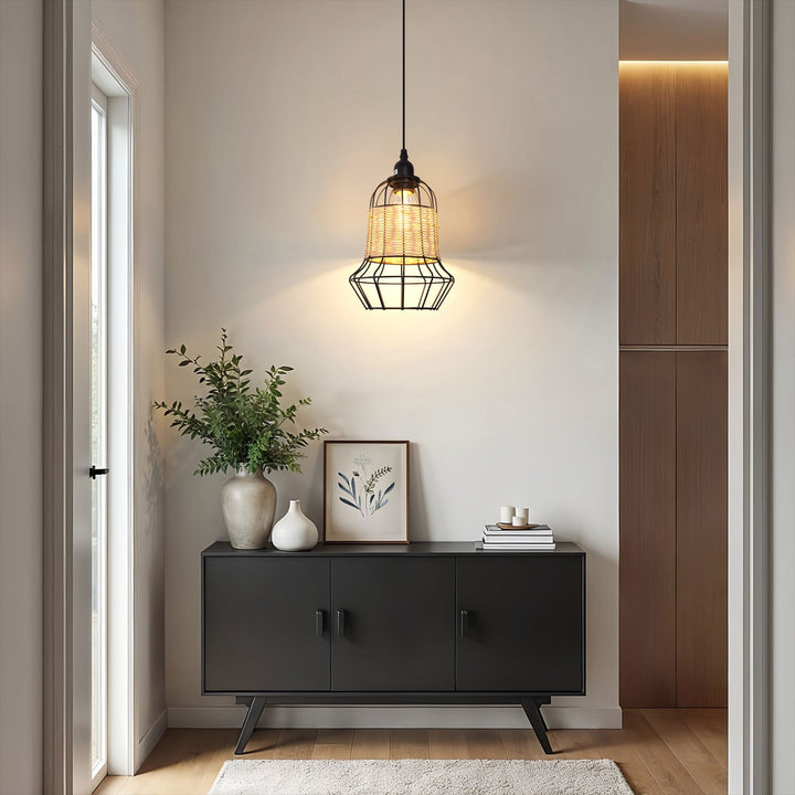 Lightsin Basket-Inspired Bar Pendant Light Natural Rattan Pendant Lighting Lightsin UK 