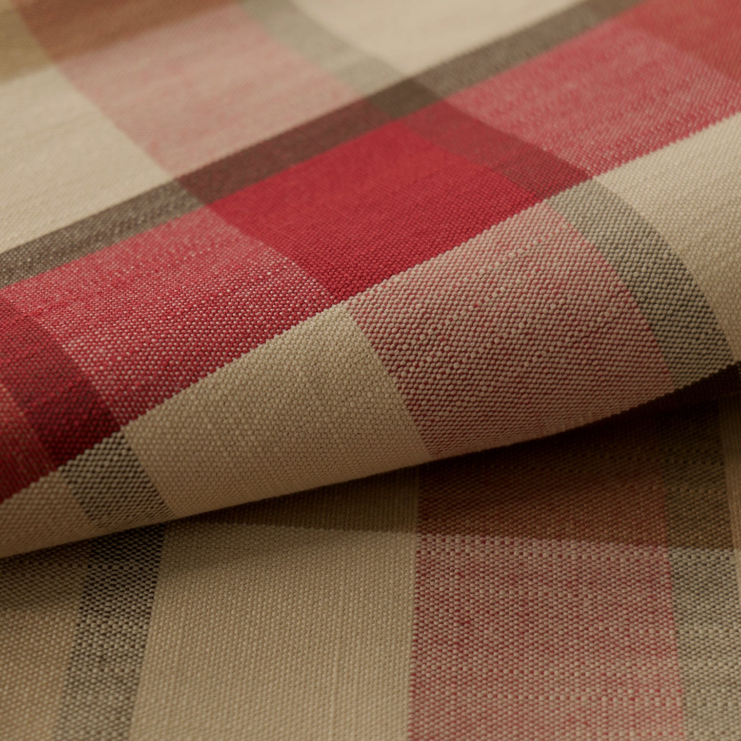 Mid-weight Windowpane Check Fabric Cotton, Deep Claret Red, AR460056