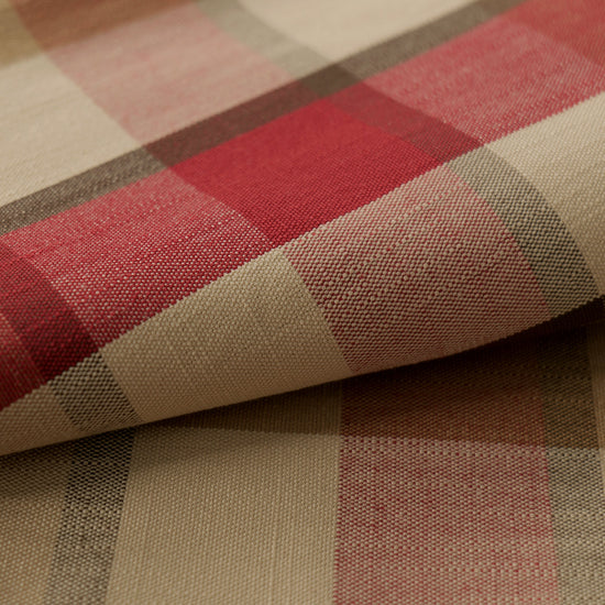 Mid-weight Windowpane Check Fabric Cotton, Deep Claret Red, AR460056