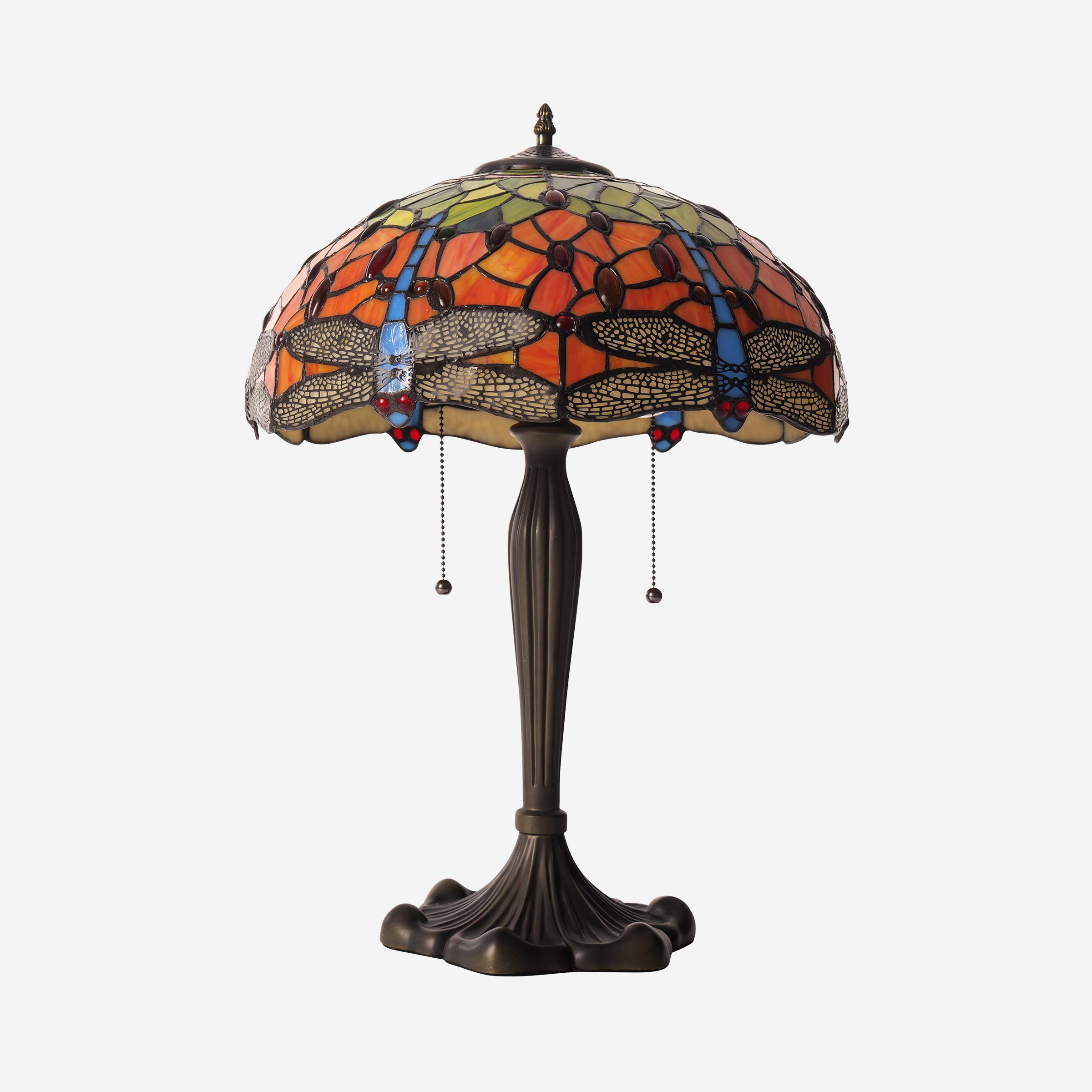 Lightsin Tiffany Table Lamp | Handcrafted Stained Glass Dragonfly Series Blue Dragonfly