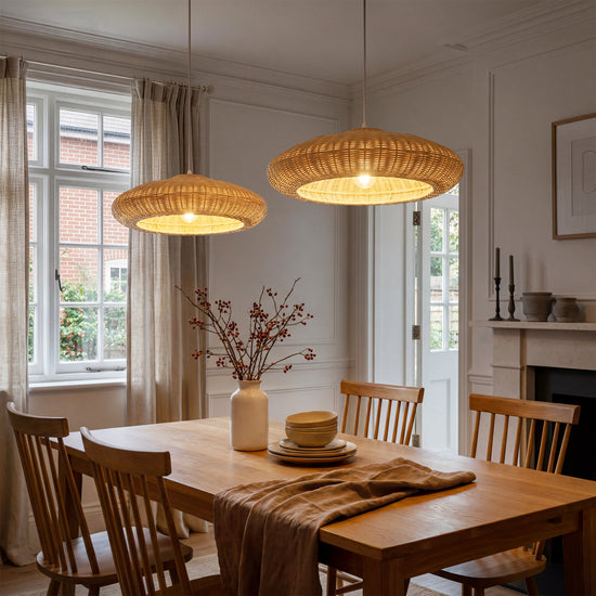 Japanese Shell-Inspired Rattan Pendant Light Natural Serenity