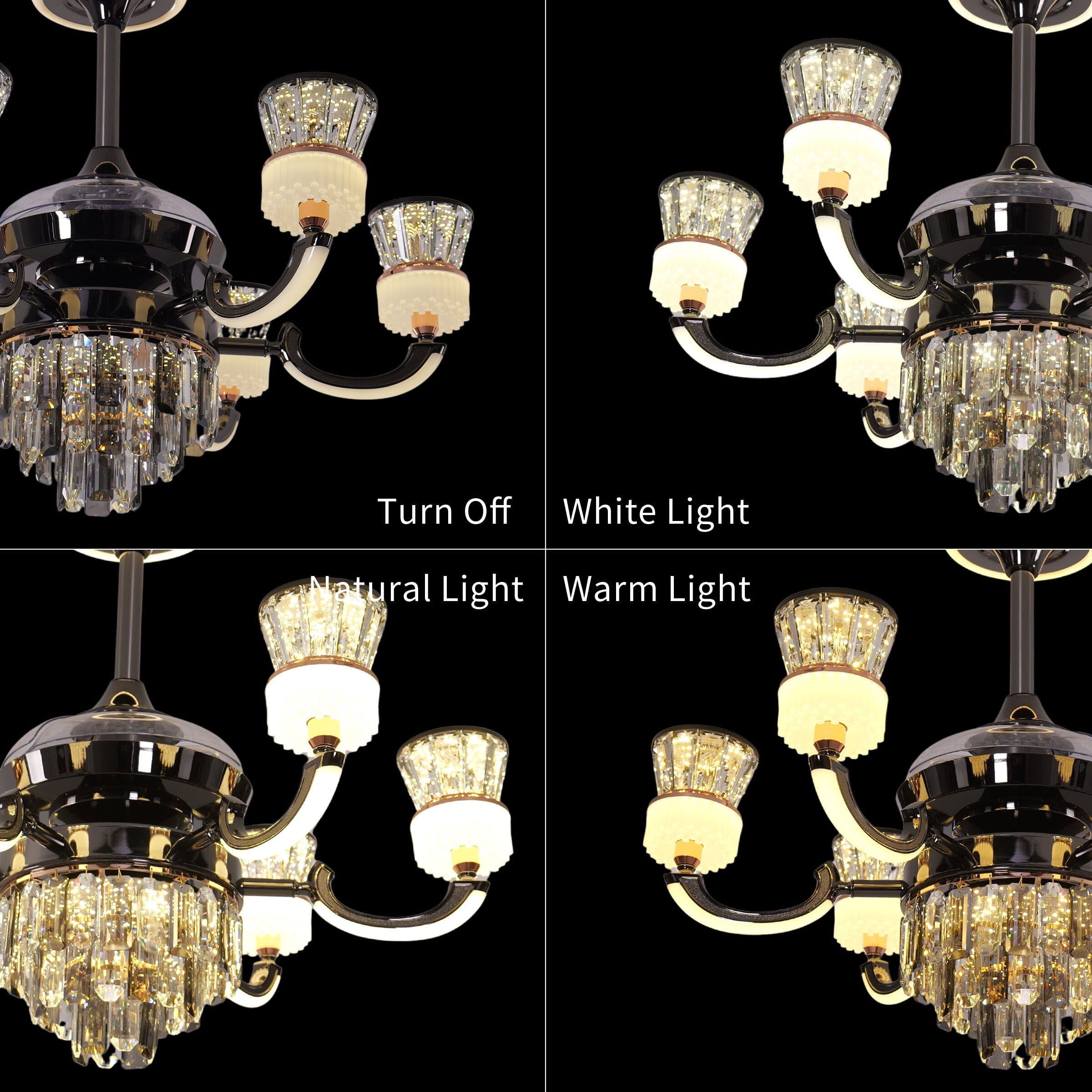 Lightsin Luxurious Palace Crystal Ceiling Fan with LED Color Changing Light Lightsin UK 