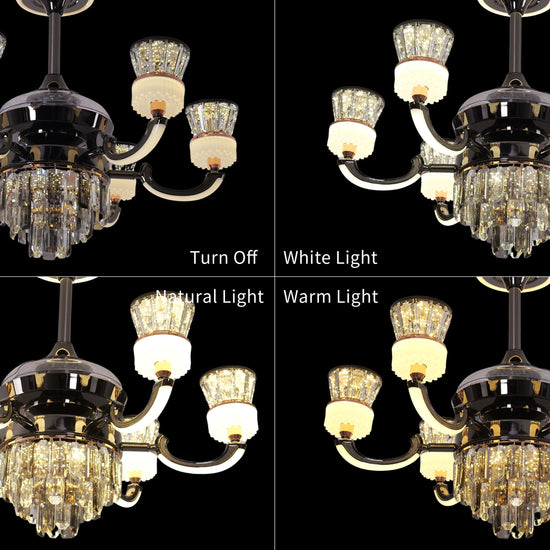 Lightsin Luxurious Palace Crystal Ceiling Fan with LED Color Changing Light Lightsin UK 