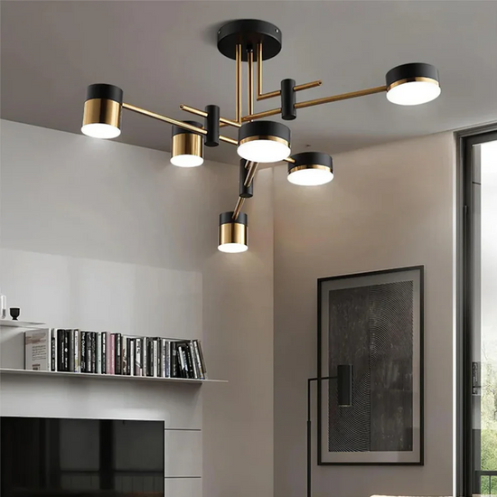 Modern Black & Gold LED Ceiling Light | Flush Mount Fixture with 3 Colour Temperatures