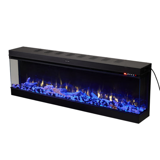 Smallbee 50/60/70/80inch 3-sided Electric Fireplace with Adjustable Color, Temperature and Timing, Controlled by APP