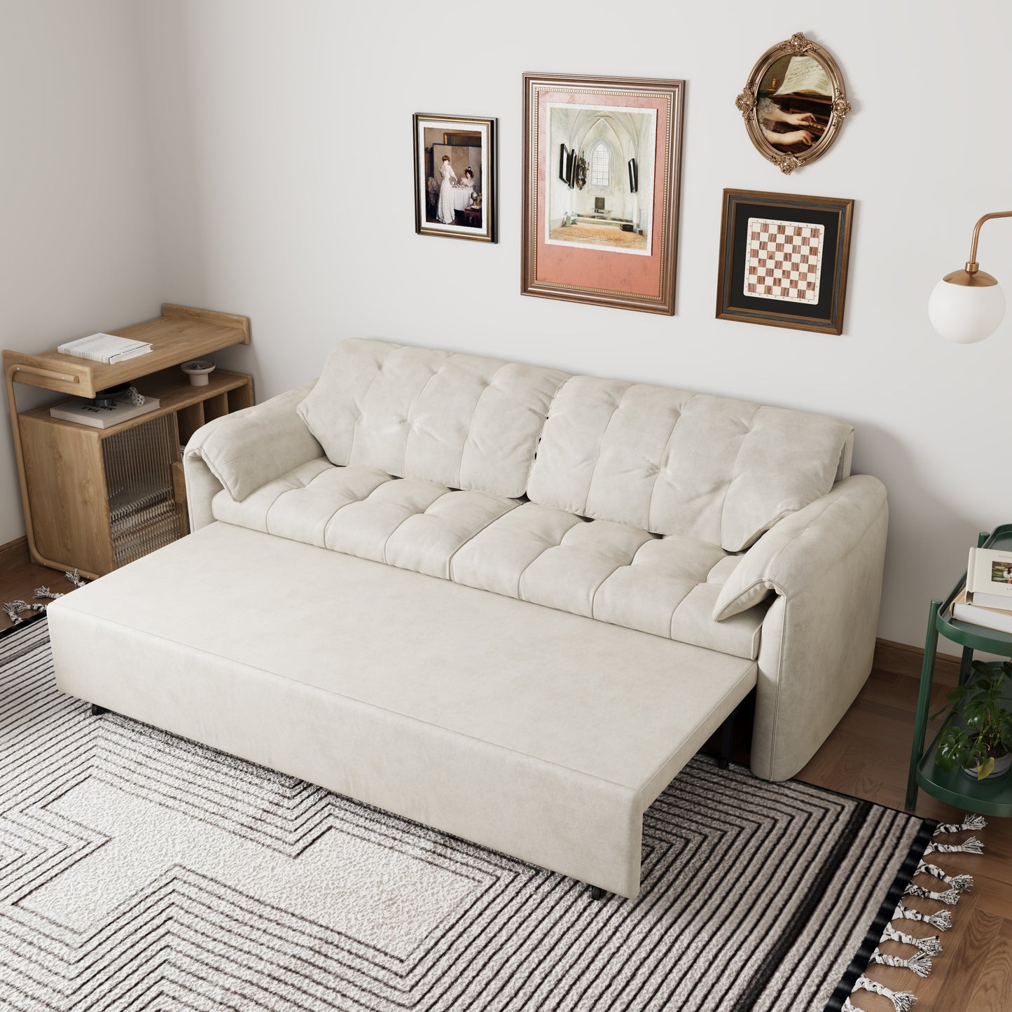 Cloud Elephant Ears Folding Corner Sofa Bed with Storage