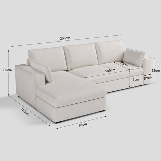 Cottonfy Creamy Tofu Block Pullout Sofa Bed with Storage