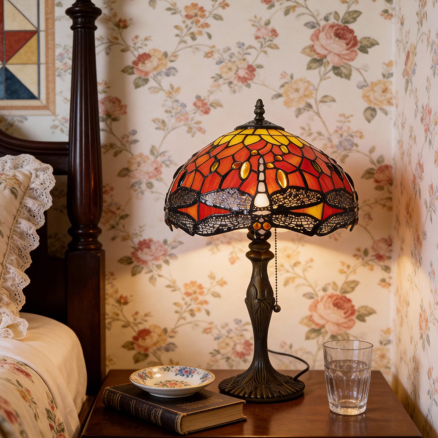 Tiffany Table Lamp | Handcrafted Stained Glass Dragonfly Series