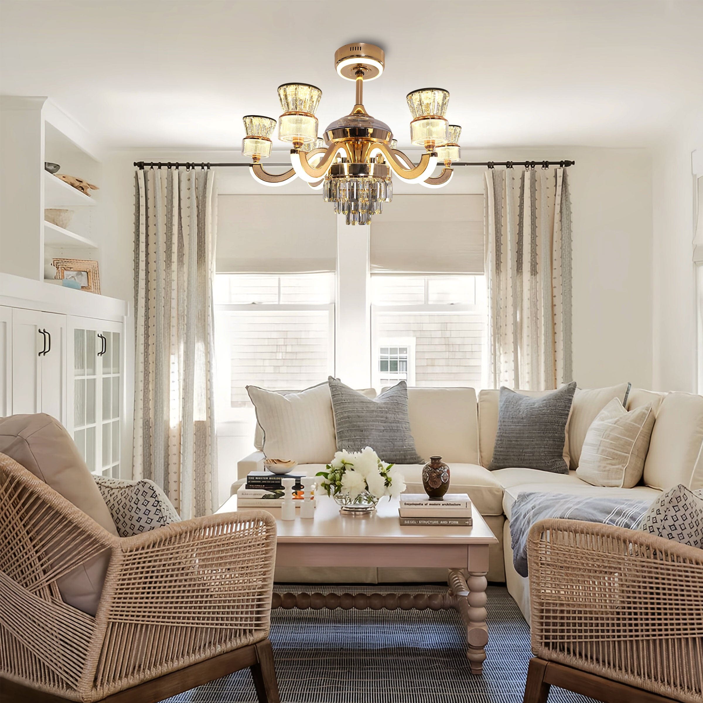 Lightsin Luxurious Palace Crystal Ceiling Fan with LED Color Changing Light Lightsin UK 